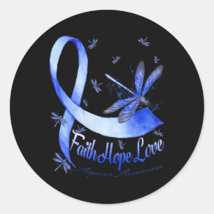 Faith Hope Love Alopecia Awareness Dragonfly Classic Round Sticker