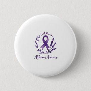 Faith Hope Love Alzheimer's Awareness Dragonfly (1 2 Inch Round Button