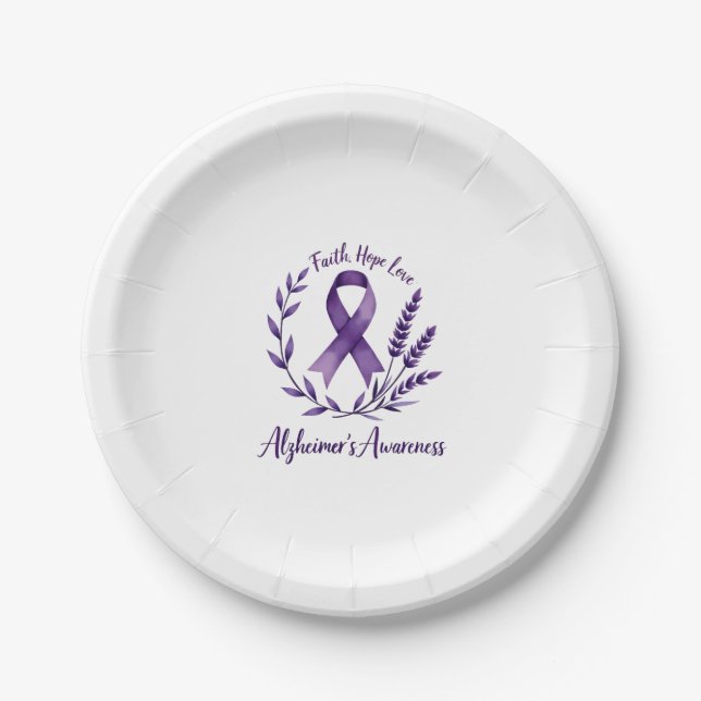 Faith Hope Love Alzheimer's Awareness Dragonfly (1 Paper Plate (Front)