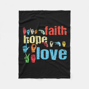 Faith Hope Love American Sign Language Christian E Fleece Blanket