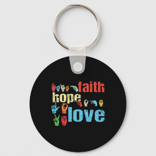 Faith Hope Love American Sign Language Christian E Keychain