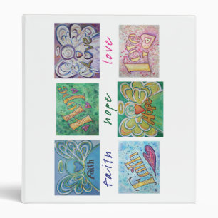Faith Hope Love Angel Word Collage Binder Notebook