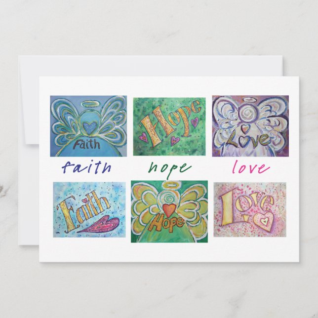 Faith Hope Love Angel Word Collage Invitation (Front)