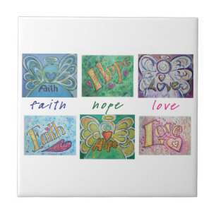 Faith Hope Love Angel Word Tile Gift