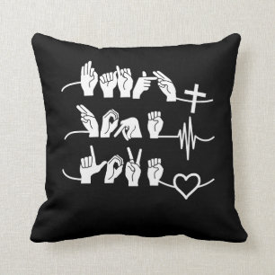 Faith Hope Love ASL American Sign Language Throw Pillow