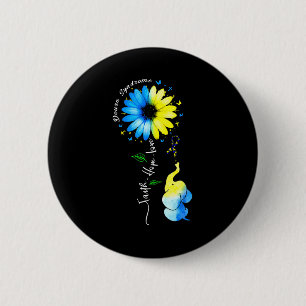 Faith Hope Love Awareness Down's Syndrome The Blue 2 Inch Round Button