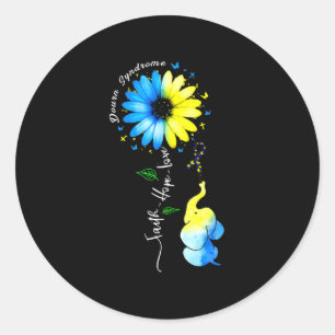 Faith Hope Love Awareness Down's Syndrome The Blue Classic Round Sticker