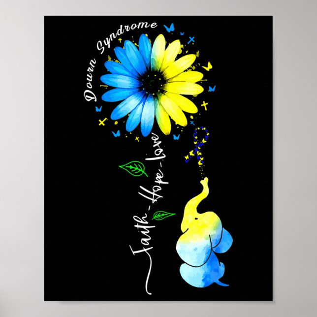 Faith Hope Love Awareness Down's Syndrome The Blue Poster (Front)