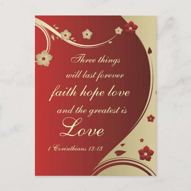 Faith Hope Love Bible Verse Customisée Carte posta (Devant)