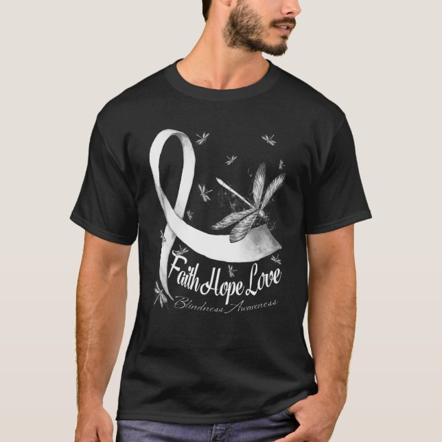 Faith Hope Love Blindness Awareness Dragonfly T-Shirt (Front)