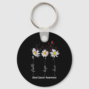 Faith Hope Love Blood Cancer Awareness Flower Gift Keychain