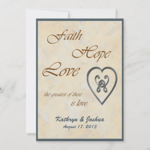 Faith Hope Love Blue Heart Faire-part de mariage