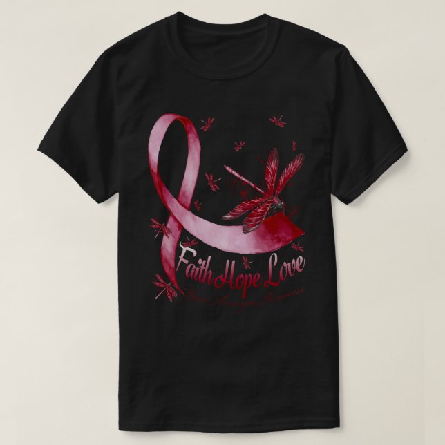Faith Hope Love Brain Aneurysm Awareness Dragonfly T-Shirt (Design Front)
