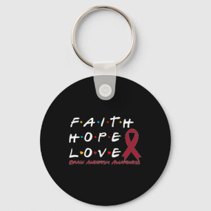 Faith Hope Love Brain Aneurysm Awareness Keychain