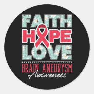 Faith Hope Love Brain Aneurysm Awareness Support G Classic Round Sticker