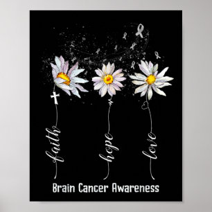 Faith Hope Love Brain Cancer Awareness Shirt Flowe Poster