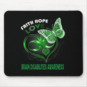 Faith Hope Love Brain Disabilities Awareness Heart Mouse Pad