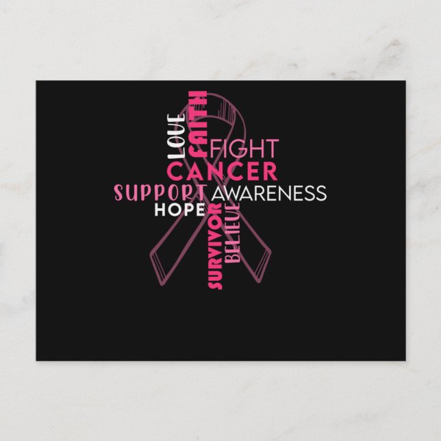 Faith Hope Love Breast Cancer Awareness Invitation Postcard (Front)