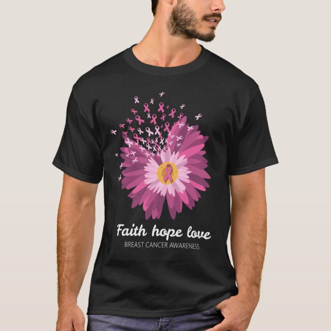 Faith Hope Love Breast Cancer Awareness T-Shirt (Front)