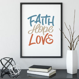 Faith Hope Love Brush Calligraphy  Poster