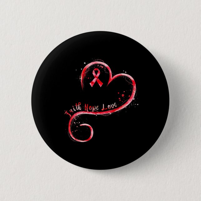 Faith Hope Love Burgundy Ribbon Brain Aneurysm Awa 2 Inch Round Button (Front)
