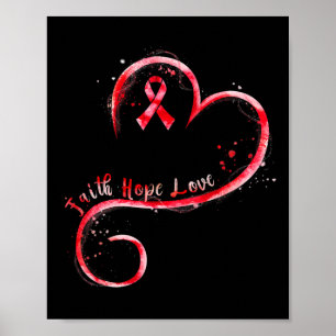 Faith Hope Love Burgundy Ribbon Brain Aneurysm Awa Poster