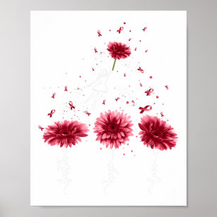 Faith Hope Love Burgundy Sunflower Brain Aneurysm Poster