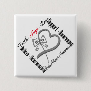 Faith Hope Love Butterfly - Brain Tumour 2 Inch Square Button