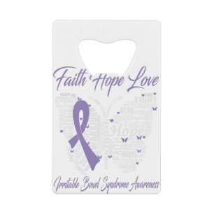 Faith Hope Love Butterfly Irritable Bowel Syndrome Credit Card Bottle Opener