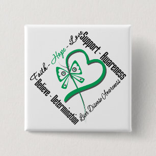 Faith Hope Love Butterfly - Liver Disease 2 Inch Square Button