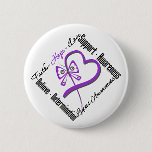 Faith Hope Love Butterfly - Lupus Awareness 2 Inch Round Button