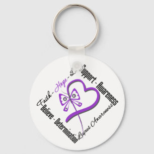 Faith Hope Love Butterfly - Lupus Awareness Keychain