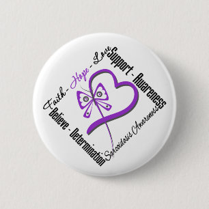 Faith Hope Love Butterfly - Sarcoidosis Awareness 2 Inch Round Button