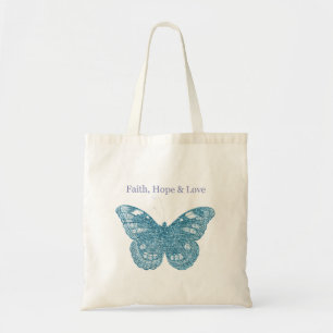 Faith, Hope, Love Butterfly Tote Bag