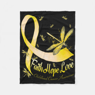 Faith Hope Love Childhood Cancer Awareness Dragonf Fleece Blanket