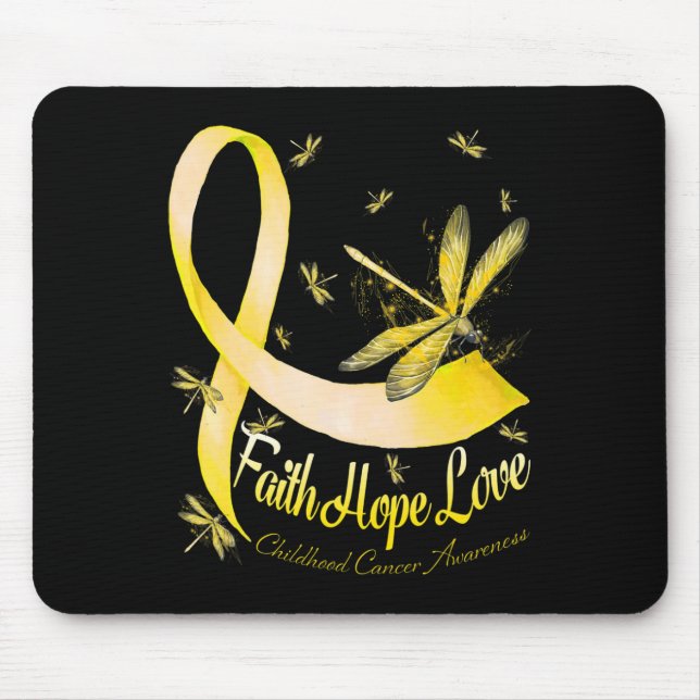 Faith Hope Love Childhood Cancer Awareness Dragonf Mouse Pad (Front)