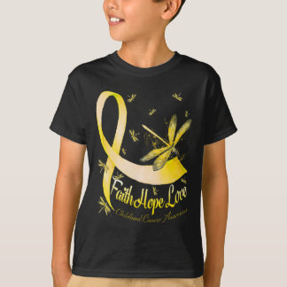 Faith Hope Love Childhood Cancer Awareness Dragonf T-Shirt