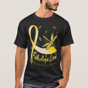 Faith Hope Love Childhood Cancer Awareness Dragonf T-Shirt