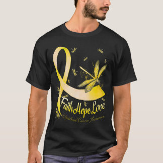 Faith Hope Love Childhood Cancer Awareness Dragonf T-Shirt