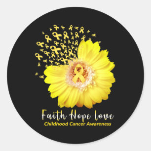 Faith Hope Love Childhood Cancer Awareness Ribbon Classic Round Sticker