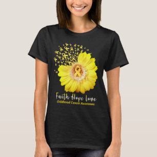 Faith Hope Love Childhood Cancer Awareness Ribbon  T-Shirt