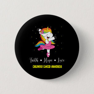 Faith Hope Love Childhood Cancer Awareness Unicorn 2 Inch Round Button