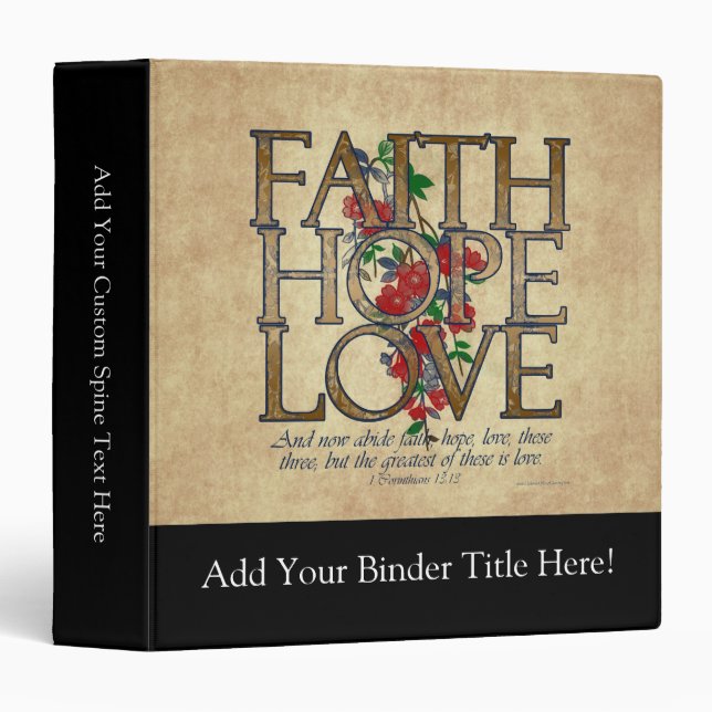 Faith Hope Love Christian Bible Verse Binder (Front/Spine)