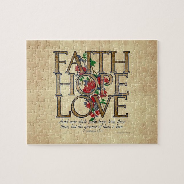 Faith Hope Love Christian Bible Verse Jigsaw Puzzle (Horizontal)