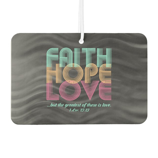 Faith Hope Love Christian Bible Verse Retro Air Freshener (Front)