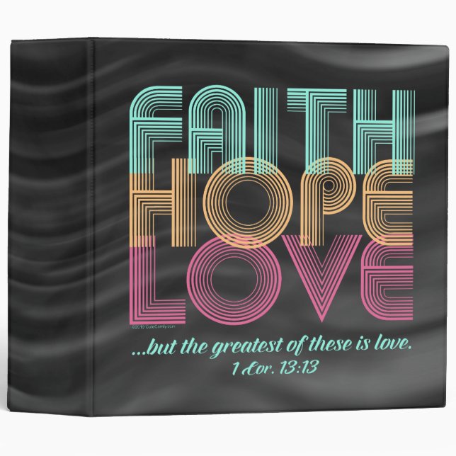 Faith Hope Love Christian Bible Verse Retro Binder (Front/Spine)