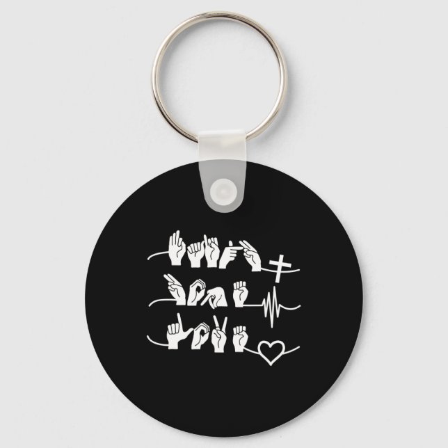 Faith Hope Love - Christian Religion Heartbeat Cro Keychain (Front)