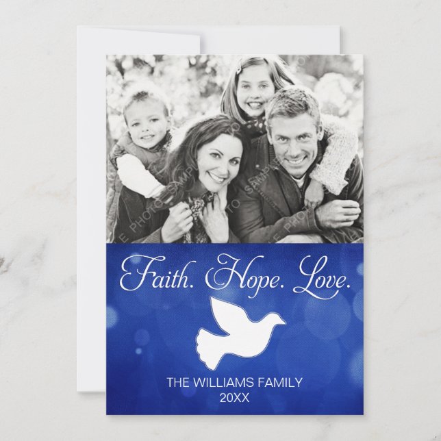 Faith Hope Love Christmas Dove Photo Card (Front)