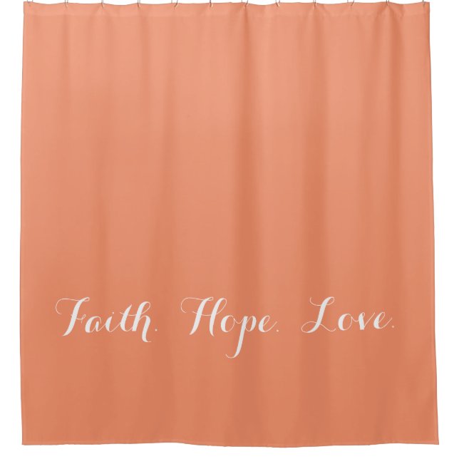 Faith Hope Love Coral Peach Douche rideau (Devant)
