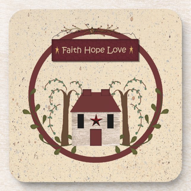 Faith Hope Love Cork Coaster (Front)